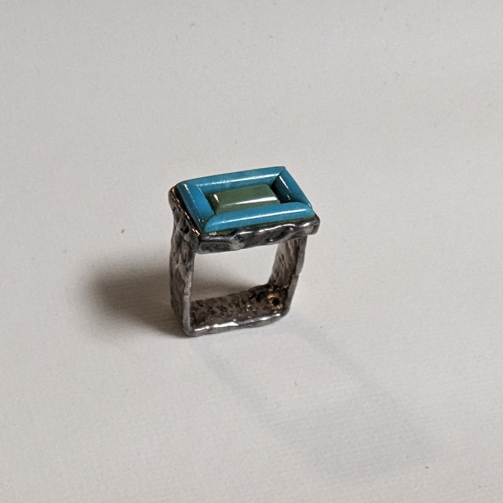 Turquoise and silver ring